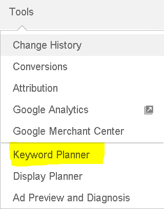 Image of the Google AdWords Keyword Planner Tool