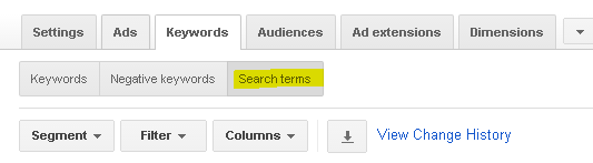 Image AdWords Search Terms Under Keywords